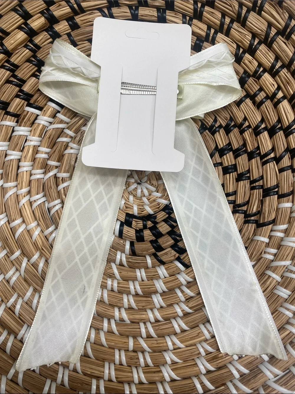 Ivory Formal Hair Bow with Rhinestone Center